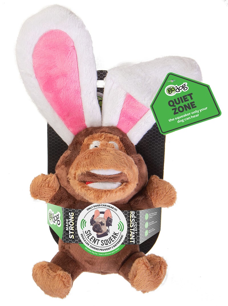goDog Flips Monkey-Rabbit Silent Squeak Plush Dog Toy, Chew Guard Technology - Brown, Large - Image 2